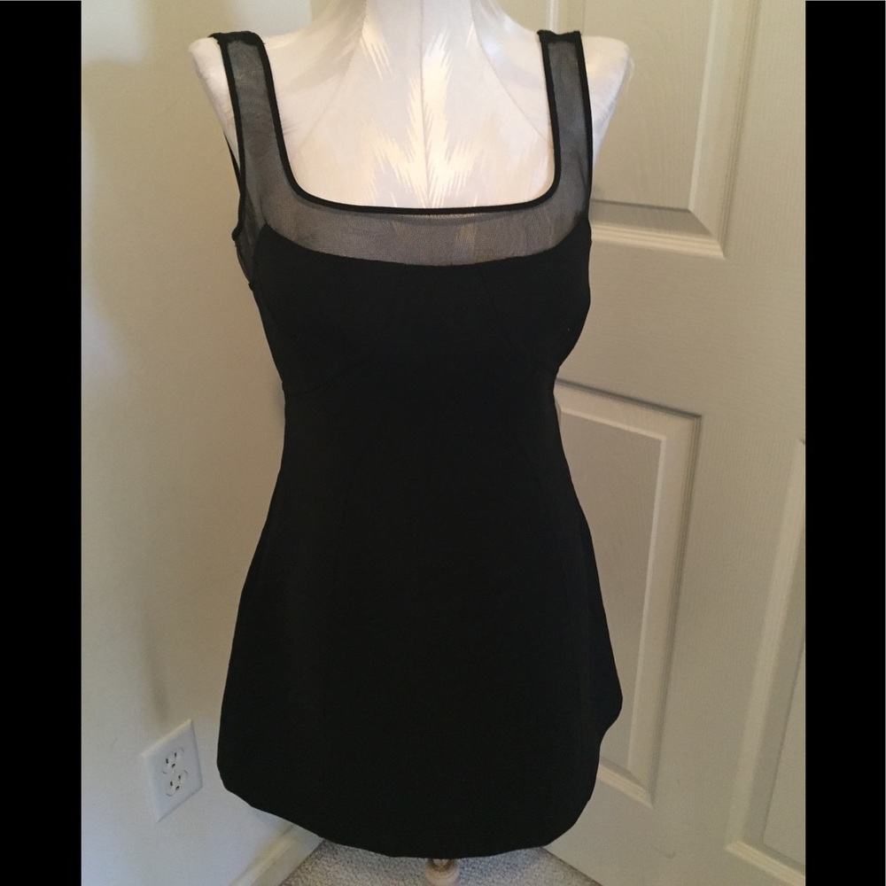 Ralph Rucci Chaco mesh trimmed wool dress 6 black